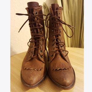 Laredo Lace Up Embroidered Roper Kiltie Boots